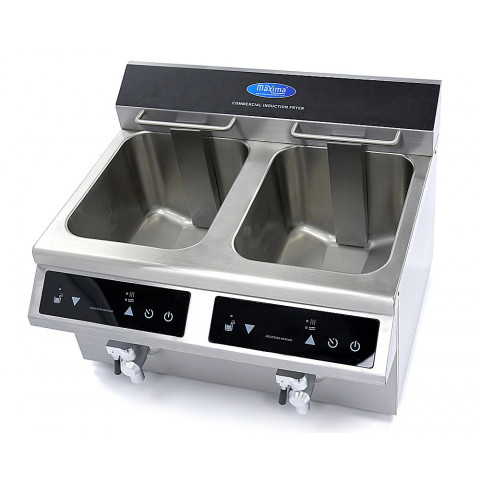 MAXIMA 2x8 liters induction fryer with drain tap