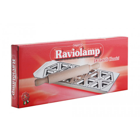 IMPERIA Tortelli classici ravioli mould with rolling pin - 18 sections