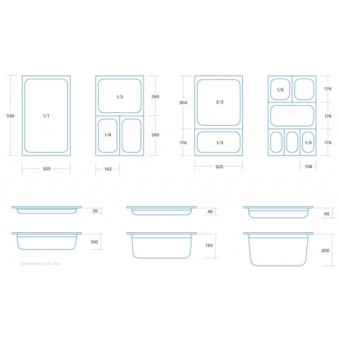 GAMMO GN 1/3 container 200 mm deep