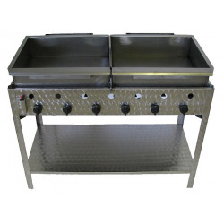 Scone and donut fryer with stainless steel pan and drain - 6 burners gas