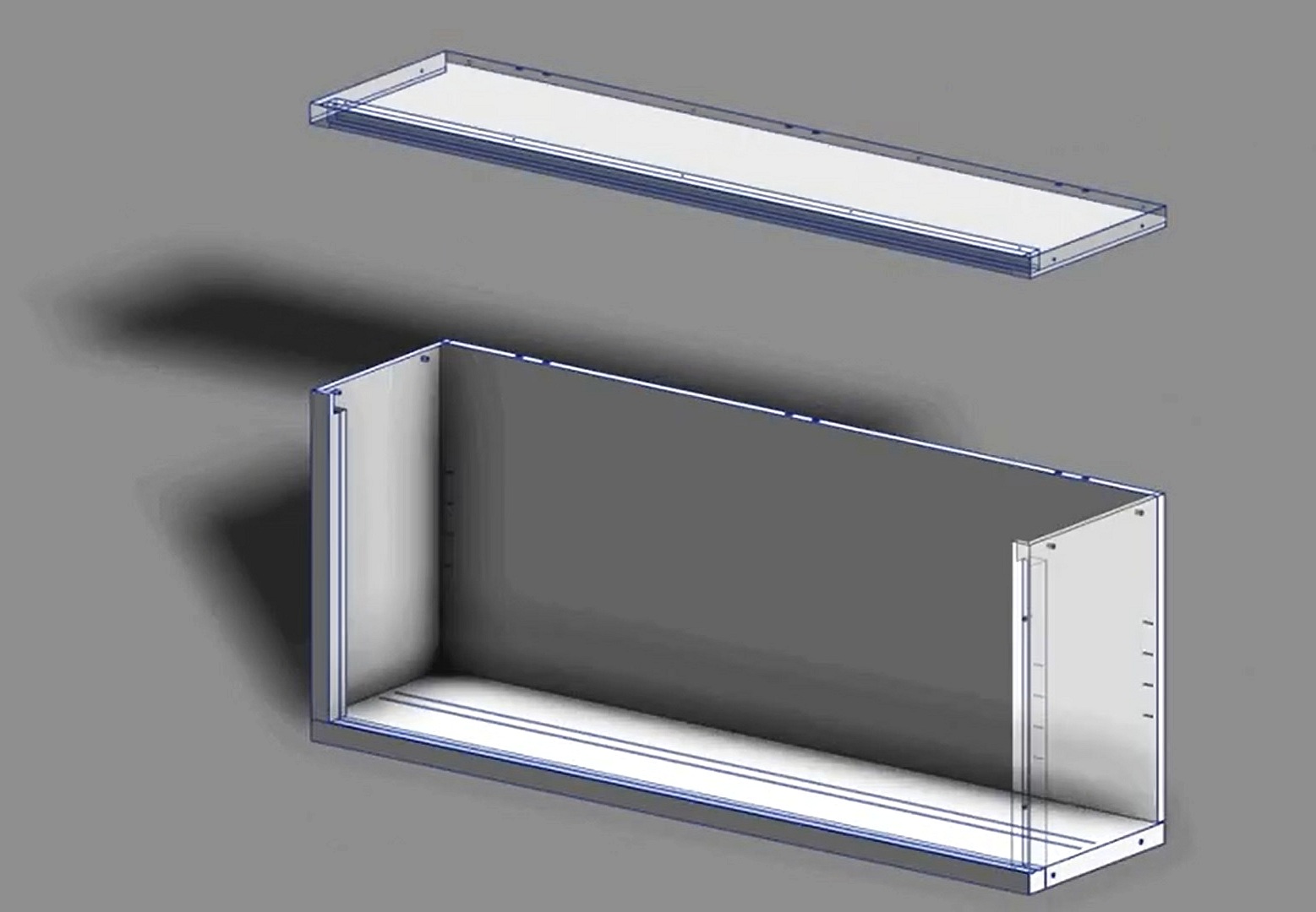 GAMMO stainless steel wall cabinet - open - 1200x400x670mm